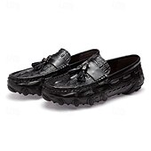 billige Semi-formell-burgunder loafers med krokodillemønster for menn med duskdetalj og sklisikker såle - luksuriøse slip-on sko for fritids- og formell bruk