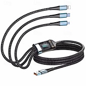 halpa Matkapuhelinkaapelit-3-in-1 100 watin pikalatauskaapeli älykäs supernopea lataustuki moniliitäntäinen lataus usb visuaalinen virtalatauskaapeli yhteensopiva Applen samsung oppo auton pikalatauskaapelin kanssa