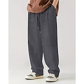 baratos Calças Desportivas-Homens Calças Esportivas Calça de moletom com pernas largas Calças de Veludo Calças Bolsos Com Cordão Cintura elástica Tecido Conforto Esportes Diário Moda Casual Preto Branco Micro-Elástica
