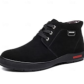 preiswerte Winter- und Schneestiefel-braune Winterstiefeletten aus Wildlederimitat mit Plüschfutter für Herren – warme Freizeitschuhe zum Schnüren für kaltes Wetter