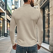 Χαμηλού Κόστους Κλασικό Πόλο Ανδρών-Ανδρικά Βάφλα Πόλο Μπλουζάκια Quarter Zip Polo Καθημερινά Αργίες Τρίμηνο φερμουάρ Μακρυμάνικο Μοντέρνα Σκέτο Άνοιξη &amp; Χειμώνας Κανονικό Μαύρο Λευκό Κρασί Χακί Ανοικτό Γκρίζο Πράσινο Χακί