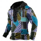 abordables sweats à capuche 3d pour hommes-Homme Plaid Sweats à Capuche Sweat à capuche Sweat à capuche Capuche Mode 3D effet Jaune Rouge Cordon Automne Hiver Designer