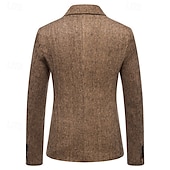 billige Blazere for menn-Herre Blazer Virksomhet Cocktailfest Bryllupsfest Mote Fritid Vår &amp; Vinter Polyester Helfarge Knapper Lomme Bekvem Enkeltkneppet Blazer Mørkegrå Kakifarget Lysegrå