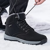 baratos Botas de caminhada-botas de inverno masculinas impermeáveis e isoladas com sola de borracha antiderrapante e forro de pele sintética para caminhadas ao ar livre