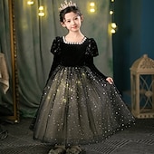 Недорогие Костюмы для девочек-Холодное сердце Принцесса Сказка Эльза Платье девушки цветка Костюм для тематической вечеринки Тюль Платья Косплей Костюм Косплей из фильмов for Девочки Детские Рождество Карнавал Новый год