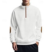 baratos Suéteres básicos-Homens Moletom Moletom com zíper Preto Branco Azul Marinha Cinza Claro Cinzento Escuro Meio Zíper Bloco de cor Bolso frontal Textura Desportos e Ar livre Diário Feriado Poliéster Roupa de rua Básico