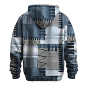 baratos moletons 3d masculinos-Homens Xadrez Moletons Moletom Casacos Moletom com capuz Gola Redonda Moda Impressão 3D Festa Feriado Streetwear Azul Com Cordão Outono Inverno Designer