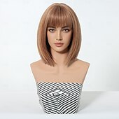 economico Parrucche trendy sintetiche-Parrucche sintetiche Uniformi Costumi di carriera Da principessa Liscio Kinky liscia Parte di mezzo Taglio scalato A macchina Parrucca 14 pollici 12 pollici Marrone chiaro Capelli sintetici Per donna