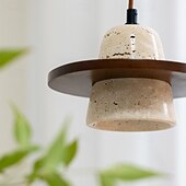 economico Luci a sospensione-wabi sabi lampada a sospensione in pietra naturale decor lampada a sospensione in cemento lampada a sospensione in travertino comodino corridoio bar club paralume in legno 20 cm 85-265v