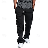baratos Calças Desportivas-Homens Calças de lã Calças Esportivas Corredor Calças Calça de moletom cargo Com Cordão Cintura elástica Bolso multi Côr Sólida A Prova de Vento Exterior Comprimento total Casual Diário Moda Roupa de