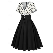 economico Vestiti-Retrò Vintage Anni 1950 Abito vintage Vestito Mascherata Pois Linea ad A Per donna Carnevale Capodanno Mascherata Casual Quotidiano Addio al Nubilato Adulti Vestito