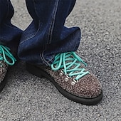 abordables Baskets-chaussures de randonnée en daim marron pour hommes - style vintage avec design à lacets roses et semelle durable pour les aventures en plein air