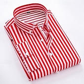 cheap Men&#039;s Button Down Shirts-Men&#039;s Dress Shirt Button Down Shirt Striped Shirt Collared Shirt Wedding Work Black White Red Navy Blue Long Sleeve Collar Clothing Apparel