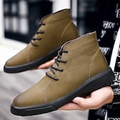 abordables Bottines-bottines décontractées en similicuir pour hommes avec design à lacets, semelle antidérapante confortable, parfaites pour un usage quotidien et des activités de plein air