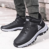 baratos Inverno e botas de neve-botas masculinas para caminhadas ao ar livre no inverno - tênis quentes forrados com pele, à prova d&#039;água, com sola antiderrapante e tira de velcro