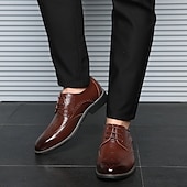 cheap Formal-Men&#039;s Classic Brown Brogue Oxford Dress Shoes – Faux Leather Lace-Up Formal Footwear for Office &amp; Events