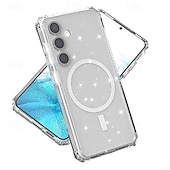 Недорогие Чехлы для Samsung-телефон Кейс для Назначение S24 Ultra S24 Plus S24 S24 ФЭ S25 Ультра Кейс на заднюю панель Магнитный Поддержка беспроводной зарядки Защита от удара Ретро ТПУ