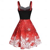 preiswerte Weihnachtsparty-Kleid-A-Linie Kleid Ausgefallenes Weihnachtskleid Weihnachten Damen Weihnachten Maskerade Heiligabend 1950s Erwachsene Party Weihnachten Silvester Kleid