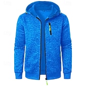 preiswerte Herren Strickjacke-Herren Strickjacke Kurzer Pullover Zip Pullover Reißverschluss Strickpullover Gerippt Stricken Standard Tasche Feste Farbe Mit Kapuze Modisch Klassisch Urlaub Freizeitskleidung Bekleidung Herbst