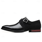 economico Semi-formale-scarpe da uomo con cinturino alla caviglia in pelle sintetica e pelle scamosciata bicolore – eleganti scarpe eleganti con fibbia per occasioni formali