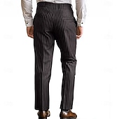 abordables Perder-Hombre Raya Diseño Geométrico pantalones de traje Media cintura Informal de negocios Formal Boda Uso Diario Cremallera Bolsillo Pantalones rectos Verano Primavera Otoño Impresión 3D Negro