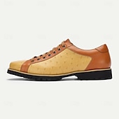 cheap Elemental Dress Shoes-Men&#039;s Tan &amp; Beige Ostrich Leather Casual Shoes with Rugged Sole – Premium Cowhide Everyday &amp; Semi-Formal Footwear
