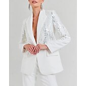 cheap Mom&#039;s Pant Suits-Two Piece Pantsuit Evening Gown Vintage Dress Tuxedo Dress Formal Wedding Floor Length Long Sleeve Shirt Collar  with Glitter
