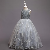 abordables Robes de fête-Enfants Fille Robe de fête Etoile Sans Manches Utilisation Noël Anniversaire Maille Magnifique Doux Polyester Maxi robe soirée Robe Évasée Robe Trapèze Eté 4-12 ans Rose Claire Rouge Bleu