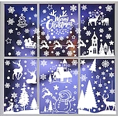 abordables Etiqueta engomada-Pegatinas navideñas para ventanas, pegatinas estáticas extraíbles para decoración navideña, pegatinas de PVC de color blanco puro, juego de calcomanías extraíbles de tamaño pequeño para decoraciones