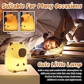 halpa Decorative Lights-Cute Cartoon Capybara Silicone Night Light USB Rechargeable Timing Dimming Sleep Night Lamp for Children's Room Decor