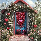رخيصةأون لافتات المرآب والباب-زينة الزفاف الخارجية أغطية الأبواب نسيج الأبواب ستارة الأبواب الزينة خلفية لافتة الأبواب الأمامية لمنزل المزرعة قلوب
