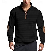 baratos Suéteres básicos-Homens Moletom Moletom com zíper Preto Branco Azul Marinha Cinza Claro Cinzento Escuro Meio Zíper Bloco de cor Bolso frontal Textura Desportos e Ar livre Diário Feriado Poliéster Roupa de rua Básico