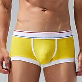 preiswerte Boxershorts für Herren-Herren 1 pc Unterwäsche Boxer Boxer-Shorts Patchwork Polyester Atmungsaktiv Weich Komfortabel Farbblock Mittlere Hüfthöhe Gelb Rote