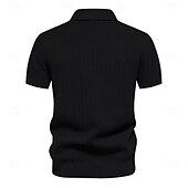 economico Polo Elite da Uomo-Per uomo Polo con zip Lavoro Affari Collo ripiegato Manica Corta Blocco di colori Cerniera Estate Primavera Autunno Bianco perla Nero Blu marino Polo con zip