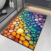 cheap Mats &amp; Rugs-Pebble Bathroom Rug, Polyester Rectangle Door Mat, Super Absorbent, Non-Slip, Easy-to-Clean, Stain-Resistant Bath Mat