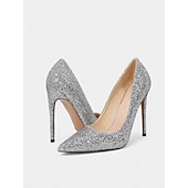 economico Festa Notturna-tacchi a spillo sexy con glitter rossi da donna – eleganti décolleté a punta per feste, matrimoni e occasioni speciali