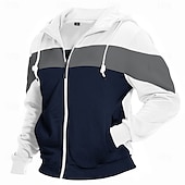 economico felpe con cappuccio da uomo di base-Per uomo Felpa con cappuccio Felpa con cappuccio a zip intera Bianco Rosso Blu marino Cachi Con cappuccio Color Block Collage Tasche Ufficio Sportivo Informale Streetwear Essenziale Informale