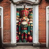 olcso Karácsonyi ajtóburkolatok-karácsonyi ajtódíszek ajtóhuzatok karácsonyi diótörő ajtó kárpit ajtófüggöny dekoráció háttér beltéri/kültéri ajtó transzparens bejárati ajtóhoz parasztház ünnepi parti dekorációs kellékek
