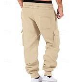 voordelige Joggingbroeken-Voor heren Jogger Broek Cargo-joggingbroek Zak Trekkoord Elastische taille Effen Comfort Buitensporten Dagelijks Modieus Casual Zwart Wit Micro-elastisch