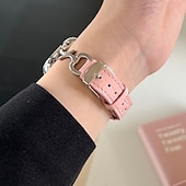 cheap Apple Watch Bands-Leather Link Compatible with Apple Watch band 38mm 40mm 41mm 42mm 44mm 45mm 49mm Metal Clasp Adjustable PU Leather Strap Replacement Wristband for iwatch Ultra 2 Series 9 8 7 SE 6 5 4 3 2 1