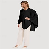 billiga Pälssjalar-crossover sjal för kvinnor omlott öppen front poncho cape elegant loop sjalar resesjalar för höst vinter längd 150cm