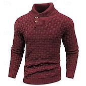 preiswerte Herrenpullover-Herren Pullover Strickpullover Gerippt Stricken Standard Strick Glatt Rollkragen Modisch Basic Urlaub Freizeitskleidung Bekleidung Herbst Winter Schwarz Gelb S M L