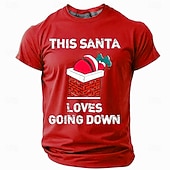 abordables Tenue de Noël amusante-T-shirts de Noël amusants pour hommes, imprimés en 3D, décontractés, père Noël, fête, vacances, bleu, vert, col rond, imprimé en 3D, printemps&amp;amp;chemise de créateur d&#039;été