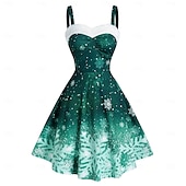 preiswerte Weihnachtsparty-Kleid-A-Linie Kleid Ausgefallenes Weihnachtskleid Weihnachten Damen Weihnachten Maskerade Heiligabend 1950s Erwachsene Party Weihnachten Silvester Kleid