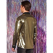 cheap Tops-Retro Vintage 1970s 1980s Shirt Disco Shiny Metallic Men&#039;s Carnival Costume Halloween Carnival Performance Party Club Adults&#039; Shirt