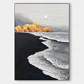 preiswerte Landschaftsgemälde-Schwarzes Ozean-Ölgemälde, handgemachtes zeitgenössisches Indigo-Gemälde auf Leinwand, großes handgemaltes Ozean-Meer-Gemälde, Wohndekor-Gemälde, blaues Ozean-Wellen-Gemälde auf Leinwand, pastoses