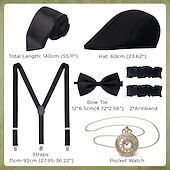 levne oblečení-Retro Řvoucí 20s 20. léta 20. století Úbory Vesta Sada příslušenství Gentleman Gangster Pánské Karnevalový kostým 8 ks Vánoce předvečer Všech svatých Karneval Plesová maškaráda Koktejlový večírek
