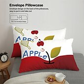 baratos Conjuntos de capa de edredão-capa de edredom de três peças com estampa de maçã vermelha doce, quarto de hotel, cama de hóspedes, conjunto confortável, 1 capa de edredom de 2 fronhas, conjunto de cama queen size, conjunto de 2