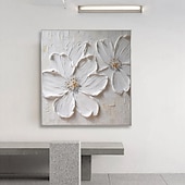 voordelige Schilderijen van bloemen/planten-handgemaakte handgeschilderde olieverfschilderij 3d grote witte bloem olieverfschilderij op canvas origineel acryl schilderij zwaar getextureerd schilderij abstract landschap wandkunst bloemen