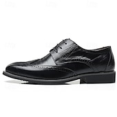 cheap Formal-Men&#039;s Classic Brown Brogue Oxford Dress Shoes – Faux Leather Lace-Up Formal Footwear for Office &amp; Events